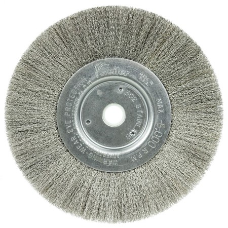 WEILER 6" Narrow Face Crimped Wire Wheel, .006" Fill, 5/8"-1/2" Arbor Hole 1675